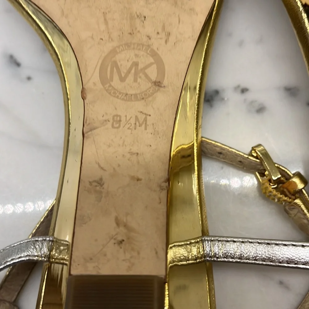 Michael Kors Gold and Silver Strappy Sandals - Picture 8 of 8